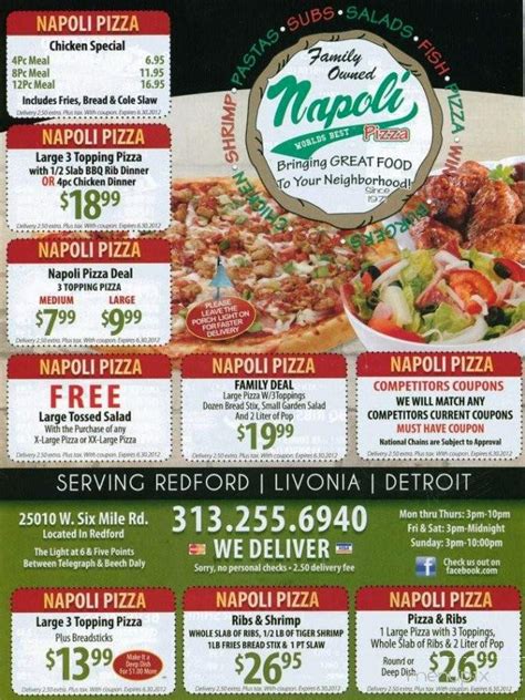 napoli pizza near me menu